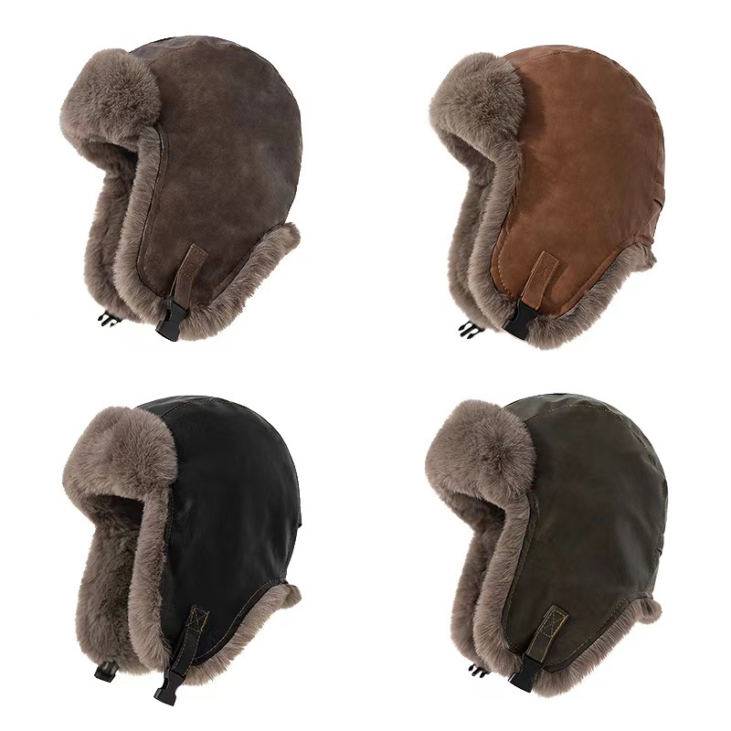 1pcs Men's Winter Retro leathe - Trapper Hat Ear Flap ulasan dan harga