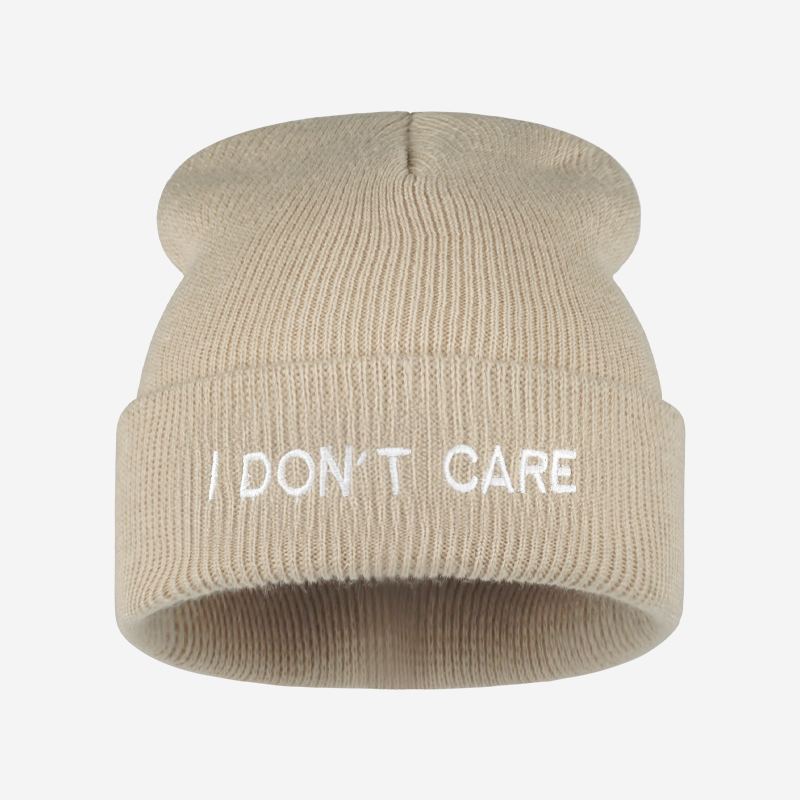 I DON'T CARE Text Knit Cuffed  - Beanie Cuffed Knit ulasan dan harga