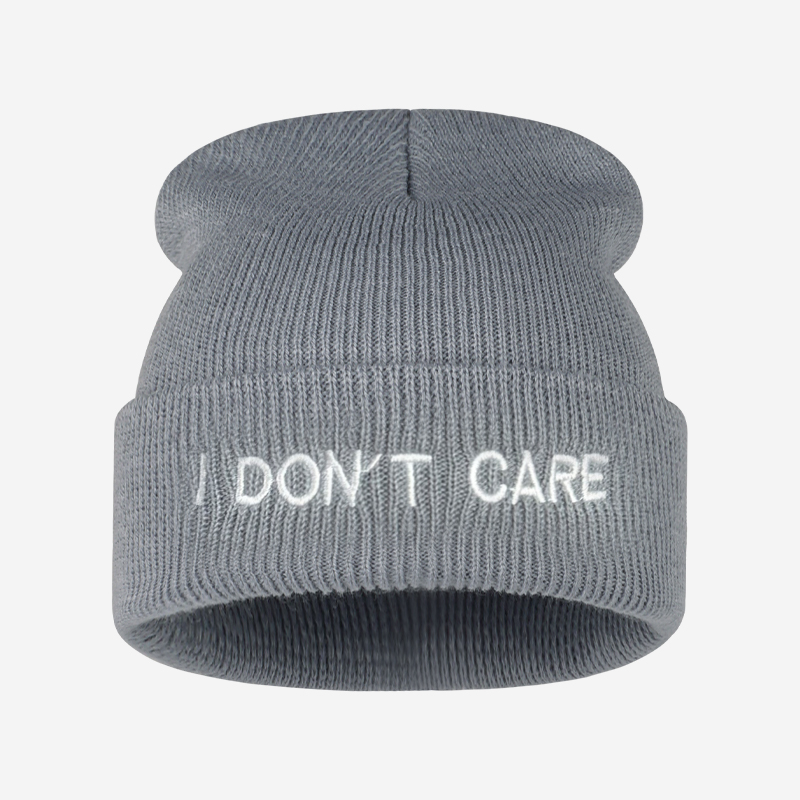 I DON'T CARE Text Knit Cuffed  - Beanie Cuffed Knit ulasan dan harga