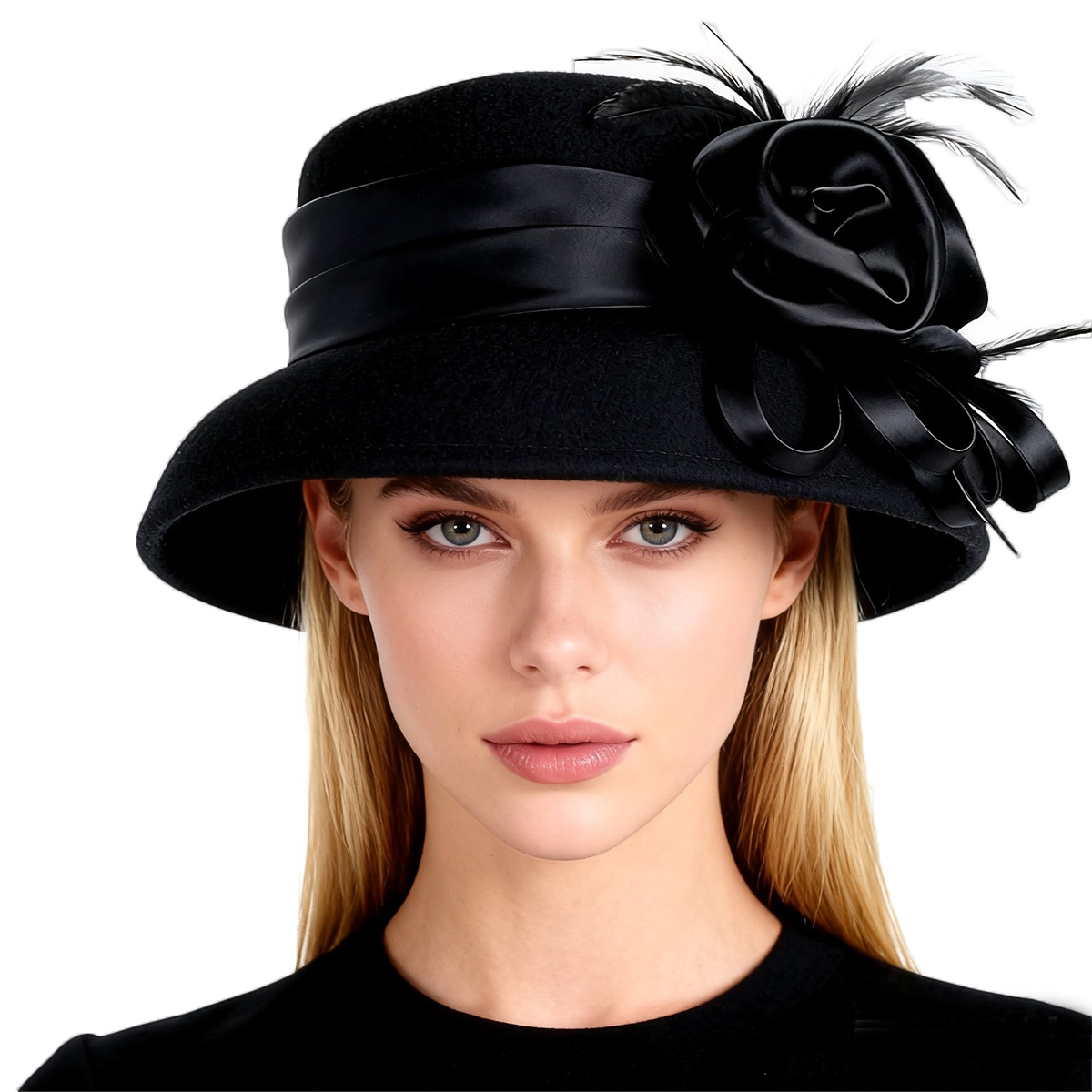 Women's Black Wool Felt Cloche - Fedora Hat Wool ulasan dan harga