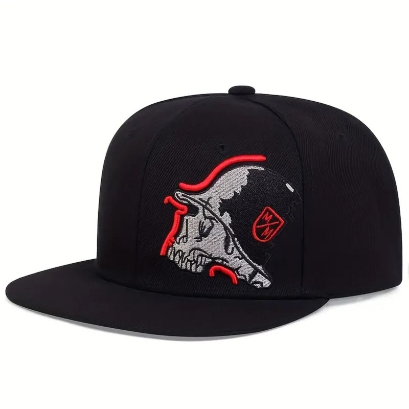 Unisex Skeleton Embroidery Bas - Snapback Hat Flat ulasan dan harga