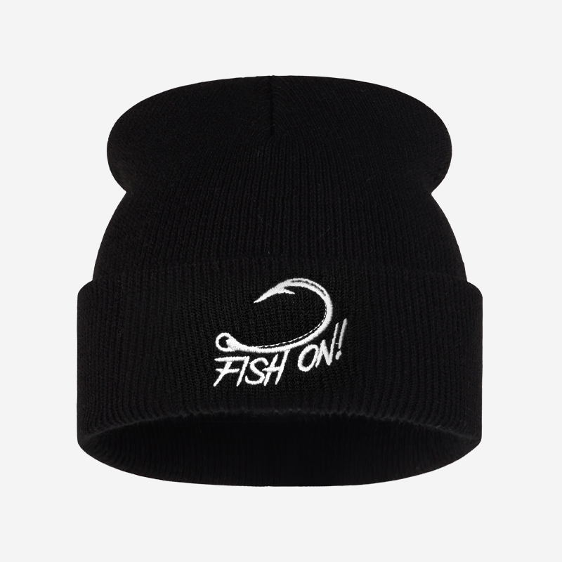 Outdoor Angler Fish On Embroid - Beanie Cuffed Knit ulasan dan harga