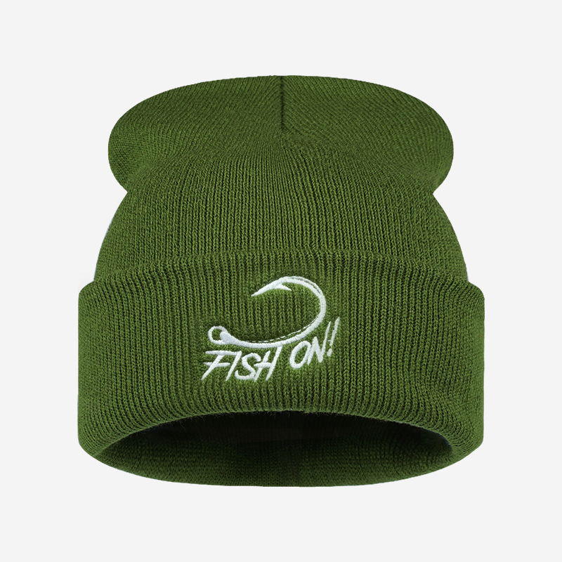 Outdoor Angler Fish On Embroid - Beanie Cuffed Knit ulasan dan harga
