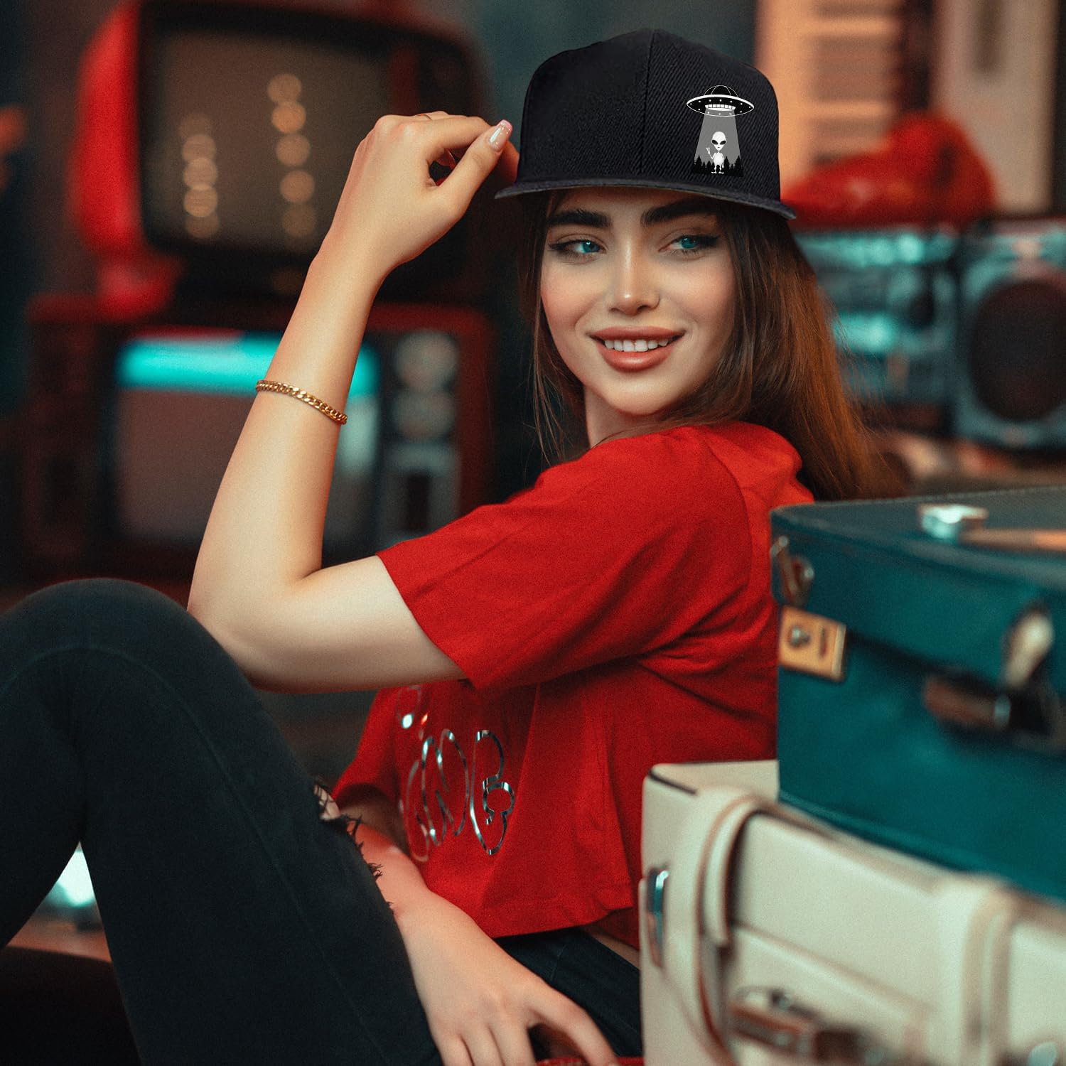 Ufo Aliens Snapback Hats for M - Snapback Hat Flat ulasan dan harga