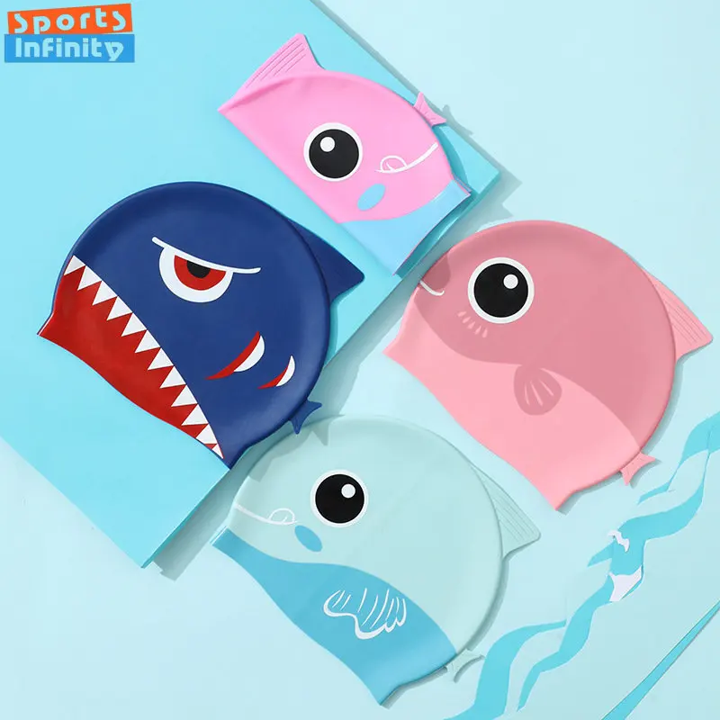 Cartoon Cute Fish Shark Silico - Swim Hat Silicone ulasan dan harga